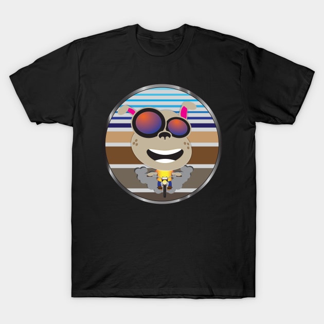 Sunset Dog On Motorcycle T-Shirt by BunnyRags